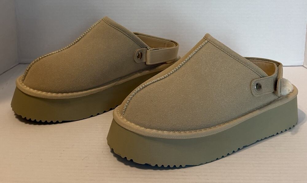 Sdai Shoes Platform Convertible Warmth Clog Beige Women’s 10W US 41 Eur Slip On